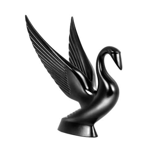 GG Grand General 48009 - Ornamento Per Cofano Auto A Forma Di Cigno, Nero Opaco In Pressofusione