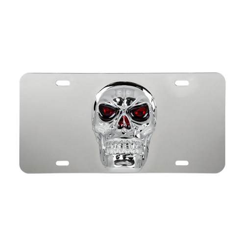 Grand General Stainless Steel License Plate With 3D Skull Emblem