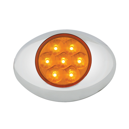 Grand General Small Low Profile Surface Mount Pearl LED Marker & Turn Light with Chrome Bezel