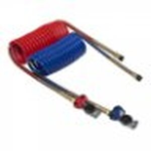 Grote Accessory Line 15' Air Coiled Set with 12" Leads And Brass Handle With Red/Blue Glad Hands - 81-0015-HGH