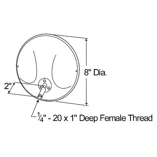 Grote Mirror, 8", Black Enamel, Round Convex with Offset Ball-Stud - 12172