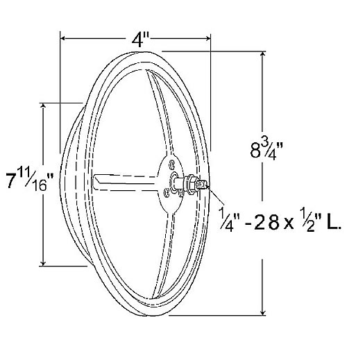 Grote Mirror, 8", Black, Elliptical, Retail Pack - 12272-5