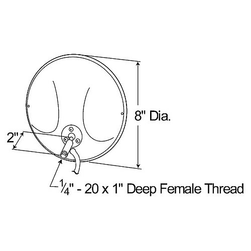 Grote Mirror, 8", SS, Round Convex with Offset Ball-Stud with Heater - 12813