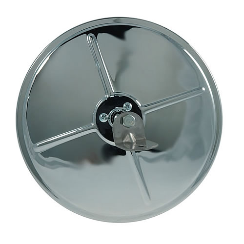 Grote Mirror, 8", Chrome, Plastic Round Convex with Center-Mnt Ball-Stud - 12983