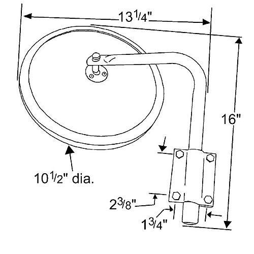 Grote Mirror, 10.5", Stainless Steel, Cross-Over Convex Assembly - 28493