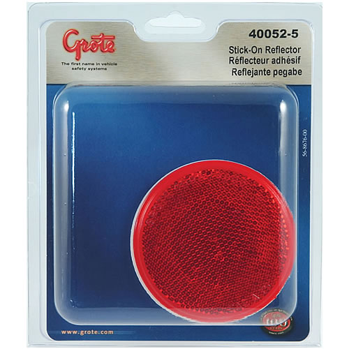 Grote Reflector, 3", Red, Round Stick-On, Retail Pack - 40052-5