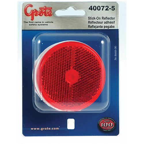Grote Reflector, 2.5", Red, Round Stick-On, Pair, Retail Pack - 40072-5