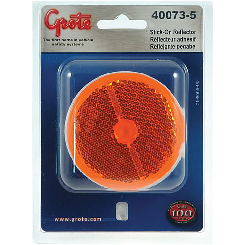 Grote Reflector, 2.5", Yellow, Round Stick-On, Pair, Retail Pack - 40073-5
