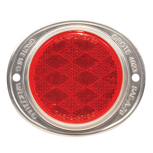 Grote Reflector, 3", Red, Aluminum, Lens, 2-Hole Mounting - 40232