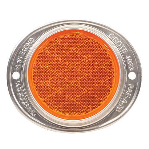 Grote Reflector, 3", Yellow, Aluminum, Lens, 2-Hole Mounting - 40233