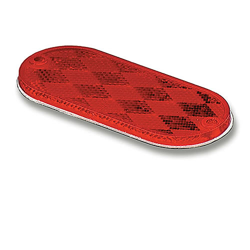 Grote Reflector, Red, Oval Stick-On/Screw Mountable - 41032