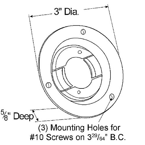 Grote Bracket, 2", Chrome Polycarbonate, Theft-Resistant Flng for 2" Lamps - 43153