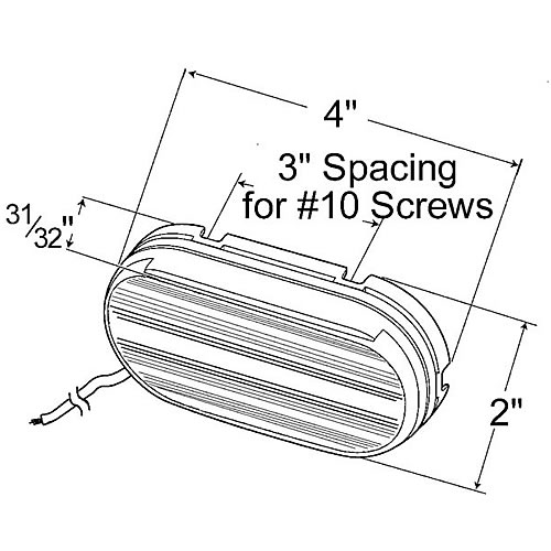 Grote Clearance/Marker Lamp, Red, 2-Bulb Oval, Pigtail Type with Optic Lens - 45262