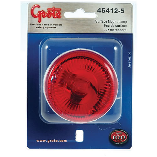 Grote Clearance/Marker Lamp, Red, Round Surface-Mount, Single Bulb, Retail Pack - 45412-5