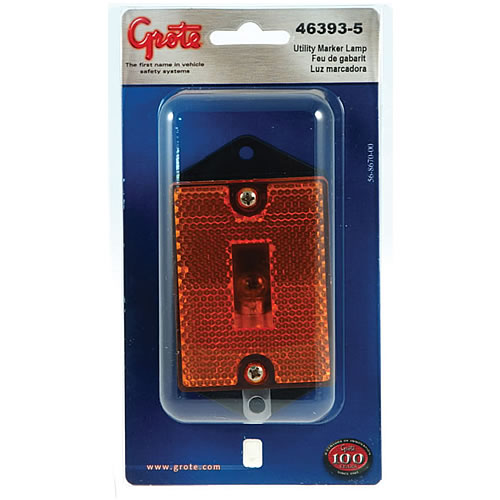 Grote Clearance/Marker Lamp, Yellow, Rectangular, Single Bulb w/Reflector, Retail Pack - 46393-5