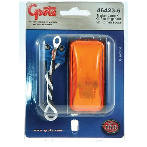 Grote Clearance/Marker Lamp, Yellow, Sealed Single Bulb Clearance/Marker Brkt Kit, Retail Pack - 46423-5