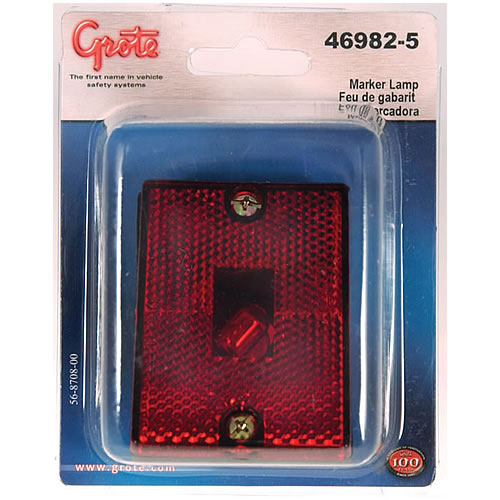 Grote Clearance/Marker Lamp, Red, Resealable, Incand, Stud Mount 46982-5