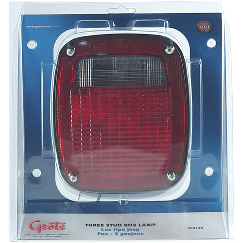 Grote STT Lamp, Red, 3-Stud P'Bilt/Chevy/Jeep/Gmc Rplcmnt with Pigtail, Retail - 50972-5
