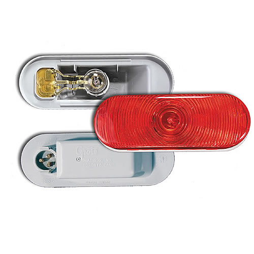 Grote Stop Tail Turn Lamp, Red, Oval Lamp Male Pin Torsion Mount III - 52562