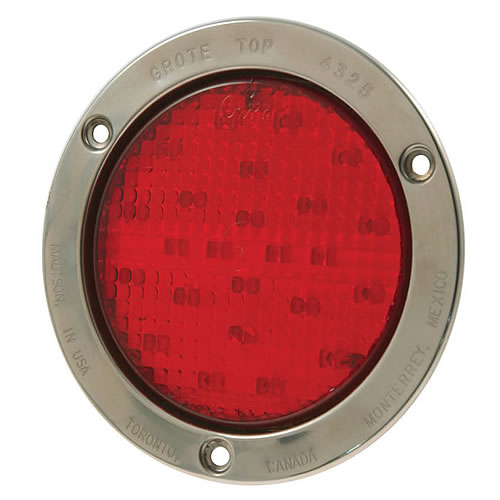 Grote STT Lamp, 4", Red with Stainless Steel Theft-Resistant Flange, Supernova Led - 53192