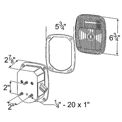 Grote Stop Tail Turn Lamp, Red, Combination Box With Ford-Style Side Connector, LH - 53782