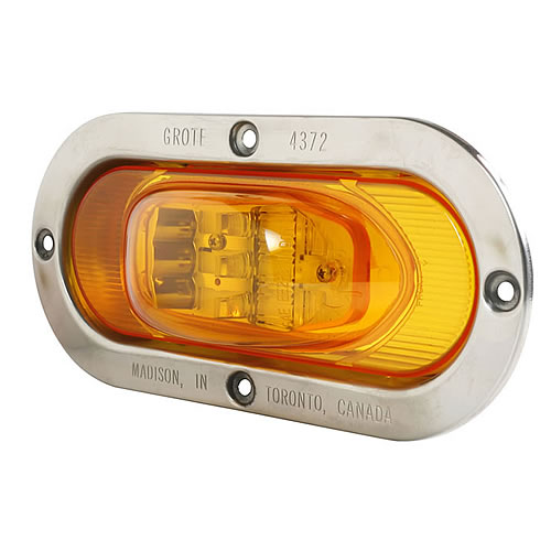 Grote Stop Tail Turn Lamp, Amber, LED, Side Turn Lamp with Stainless Steel Flange - 54263