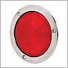 Grote Stop Tail Turn Lamp, Red, 4" Round, Male Pin, with Stainless Steel Mounting Flange, LED, 3 Diode 54492