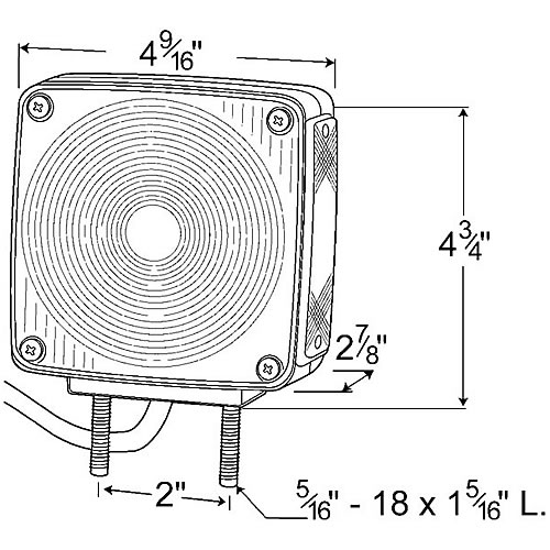 Grote Stop Tail Turn Lamp, Red, 2-Stud Chrome, With Pigtail - 55340