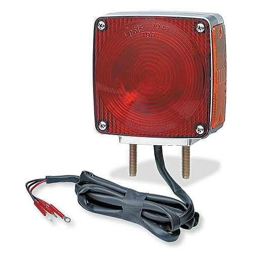Grote Stop Tail Turn Lamp, Red, 2-Stud Chrome, With Pigtail - 55340
