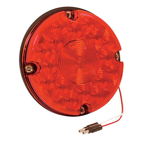 Grote Stop Tail Turn Lamp, 7" Red, LED Bus Lamp With Non-Reflex Lens - 55992