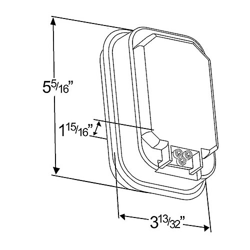 Grote Back-Up Lamp, Clear, U.S 45 Series, Rectangular - 62381
