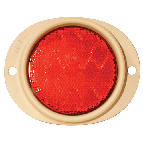 Grote Reflector, 3" Lens, Red, Steel, 2-Hole Mounting, Tan Housing - 82562