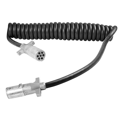 Trailer Wiring, Coil Cord, Black HD, 15' With 72" Lead, 6/12 & 1/10, Metal Plugs 87180