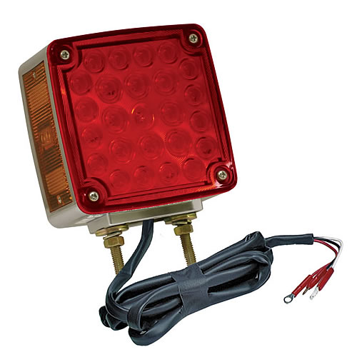 Grote Stop Tail Turn Lamp, Red/Amber, Hi Count LED, 4" Square Pedestal Lamp, LH - G5530