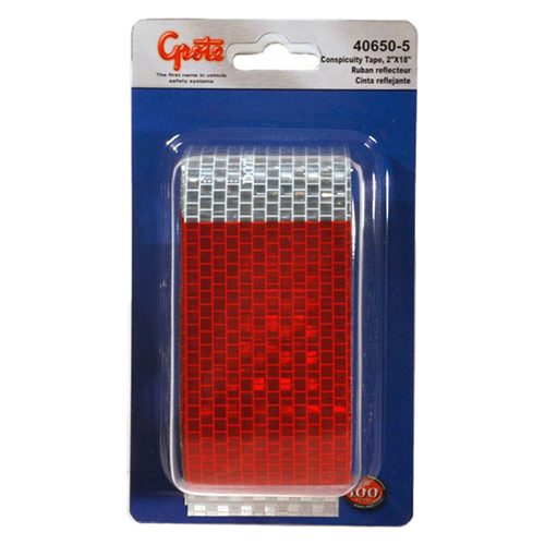 Grote Conspicuity Tape, 11" X 7", Red/Silver, 2" X 18" Strips (5/Blister Pack) - 40650-5