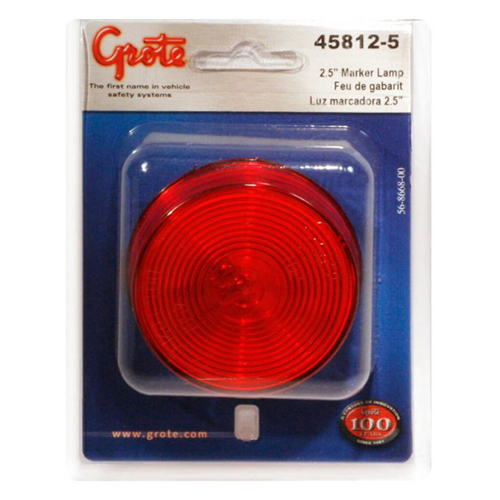 Grote Clearance/Marker Lamp, 2.5" Diameter, Red, Sealed with Optic Lens, Retail Pack - 45812-5