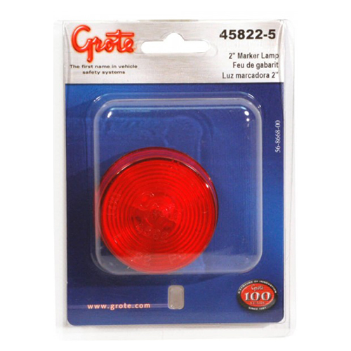 Grote Clearance/Marker Lamp, 2" Diameter, Red, Sealed with Optic Lens, Retail Pack - 45822-5