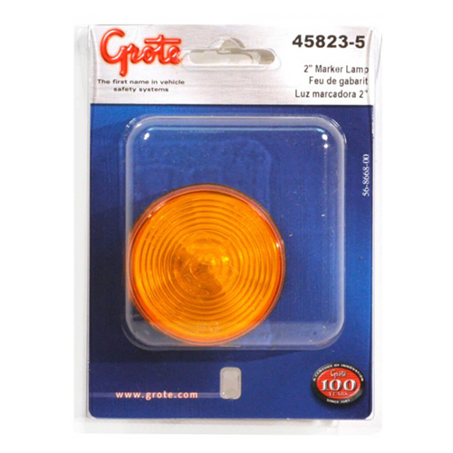 Grote Clearance/Marker Lamp, 2" Diameter, Yellow, Sealed with Optic Lens, Retail Pack - 45823-5