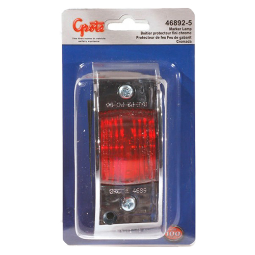 Grote Clearance/Marker Lamp, Red, Chrome Armored, Retail Pack - 46892-5