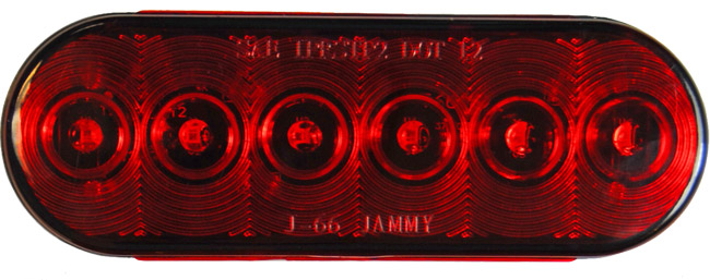 Jammy J-656-R 6â€³ Oval 6-LED Red S/T/T Lamp, PL-3
