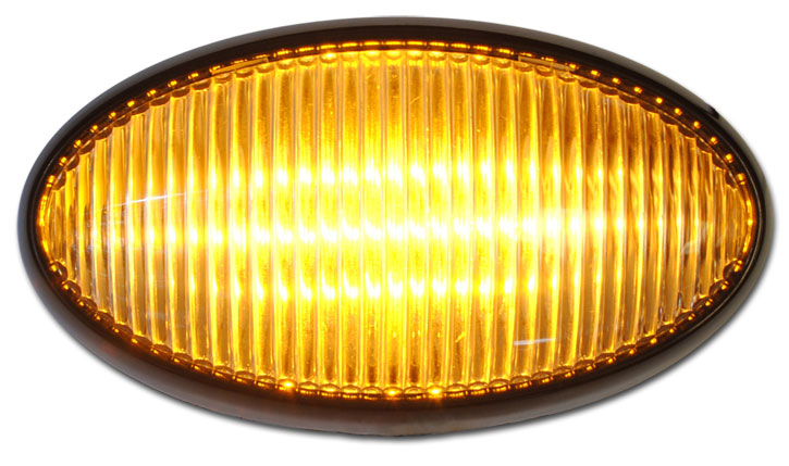 Jammy J-965-BNA Oval LED RV Proch Lamp, Black Base, NO Switch, Amber Lens