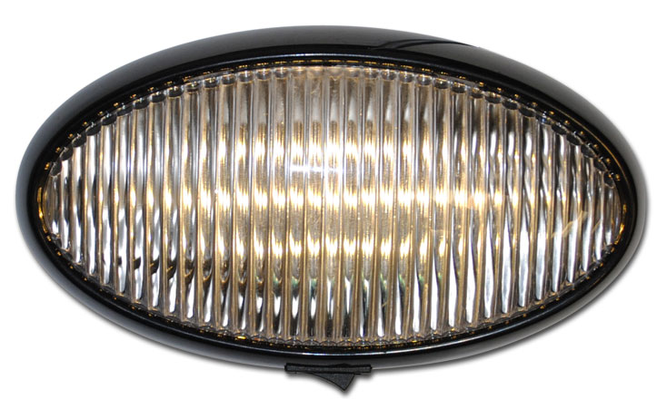 Jammy J-965-BSC Oval LED RV Porch Lamp, Black Base, w/ Switch, Clear Lens