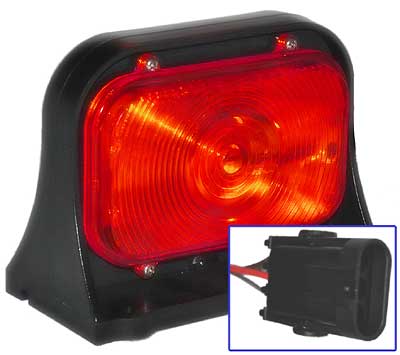 Jammy J-AB1-RB Inc. Ag Single Light with Brake, Red/Black, 3-Way Male W/P
