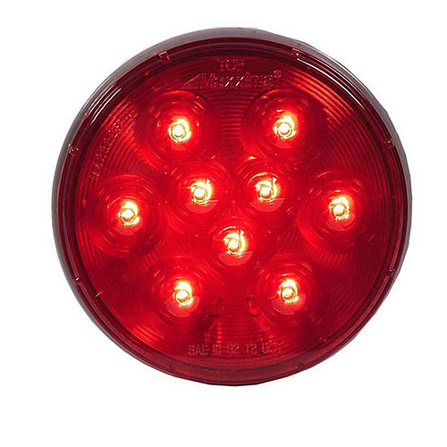 Maxxima Lightning 4 Round Red Stop/Tail/Turn Dual Voltage 12/24 VDC - M42322R-DV
