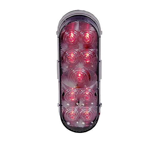 Maxxima 6" Oval Red Stop/Turn/Tail Light with Clear Lens, Grommet Mount, PL-3 - M63322RCL