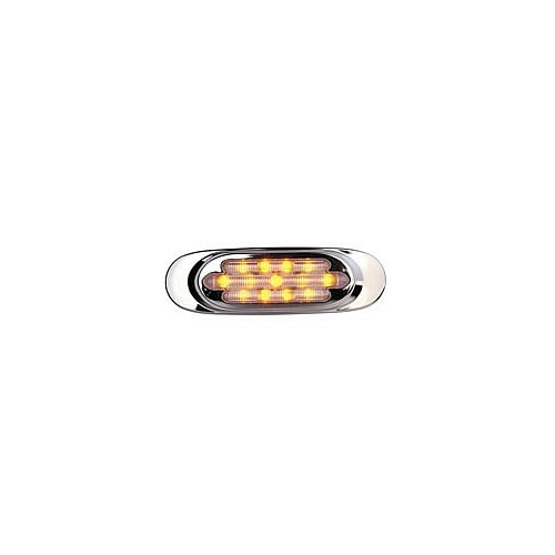 Maxxima 13 LED Chrome Oval Amber Clear Clearance Marker - M72270YCL