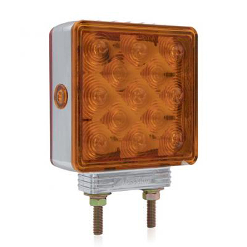 Maxxima Square Chrome Amber/ Amber Clear Lens Pedestal RH Double Post - M42364Y/Y