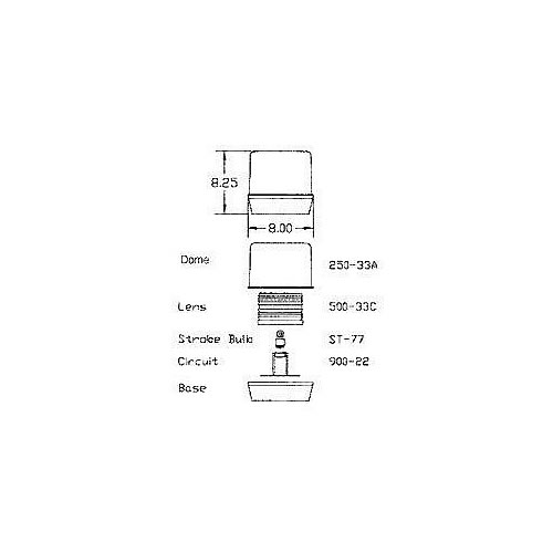 North American Signal 12/24 V Amber Strobe Light, Inner Lens, Outer Dome, Permanent Mount, Double Flash - DFS900-A