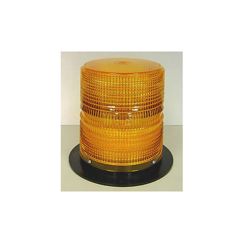 North American Signal 12/24 V Amber Strobe Light, 6" Lens, Flange Base Mount, Quad Flash - Q625HF-A