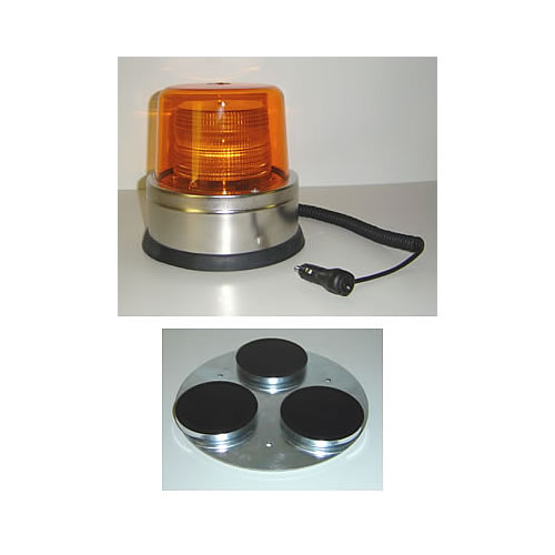 North American Signal 12/24 V Amber Strobe Light, Inner Lens, Outer Dome, Magnetic Mount, Single Flash - ST1250M-A